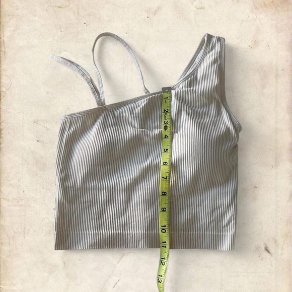 Cream Asymmetrical Ribbed Tank Top - Picture 7 of 9